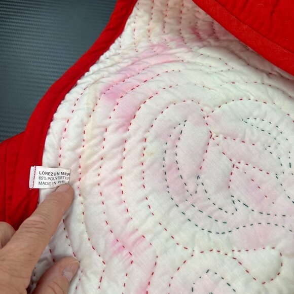 Vintage Quilted Christmas Tree Skirt Red Green Lorenzun Merchandise Philippines - Picture 4 of 9